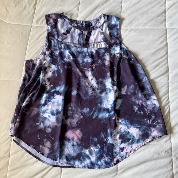 Torrid Blue Tie Dye Sleeveless Georgette Cage Front Tank Top Plus Sise 3X - Picture 1 of 6